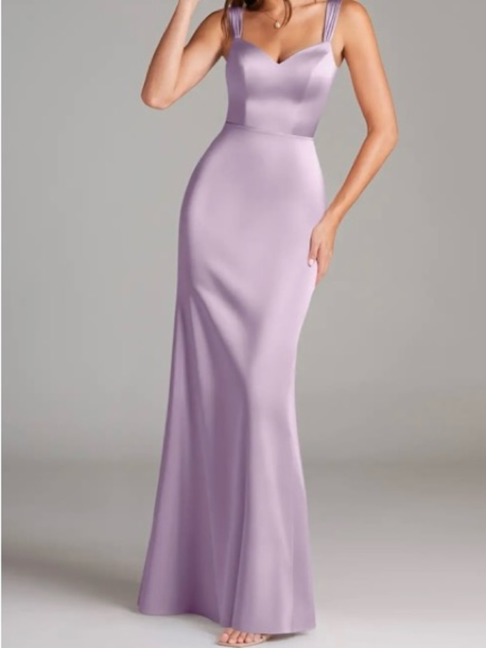 Azazie Lilac Satin Sweetheart Maxi Gown